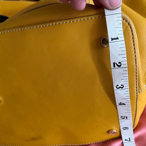 Butter-soft, very gently used, mustard yellow genuine leather tote. - Picture 5 of 14
